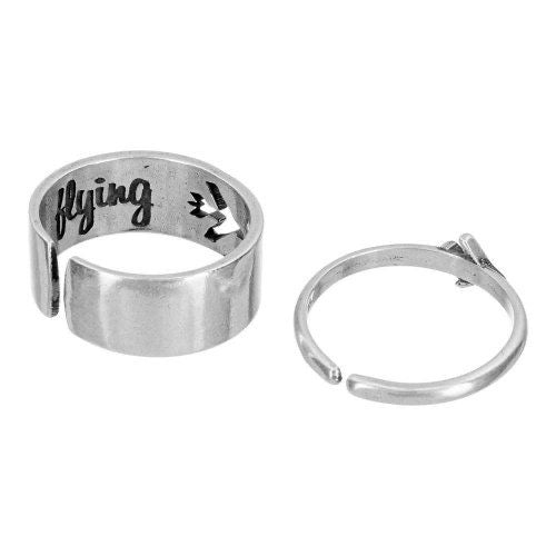 Flying together pair rings, 925 silver
