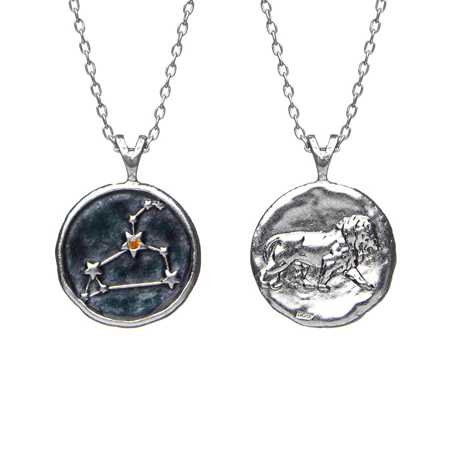 Pendant, Zodiac sign Leo on a chain, sterling  silver
