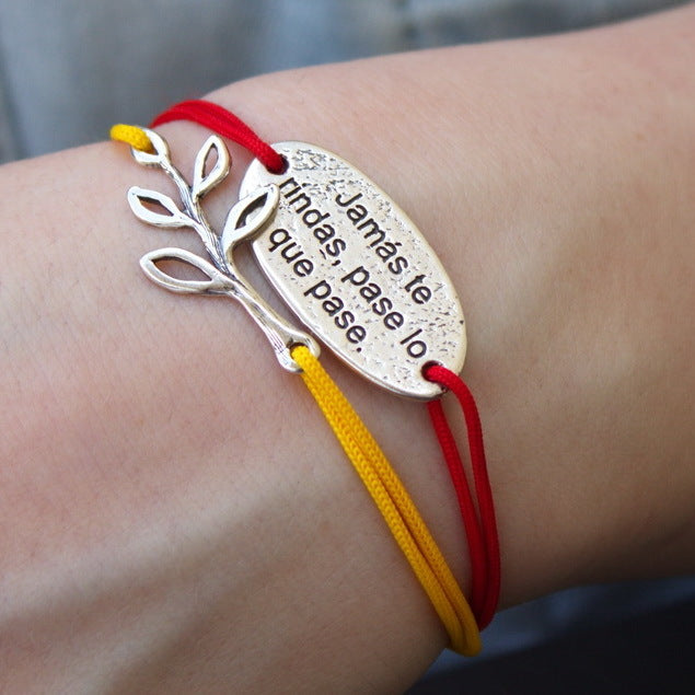 Spanish quote bracelet "Never give up!", Sterling Silver