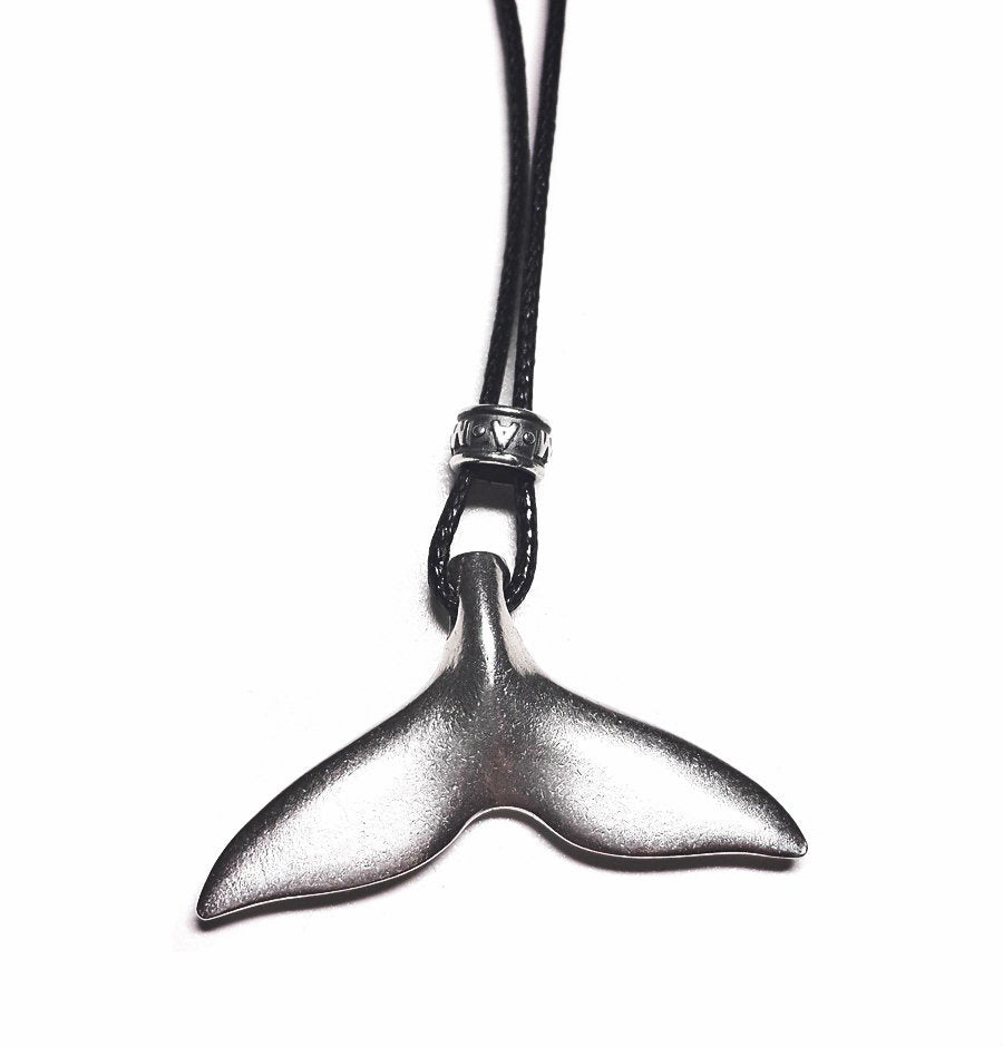 Whale tail pendant, sterling silver