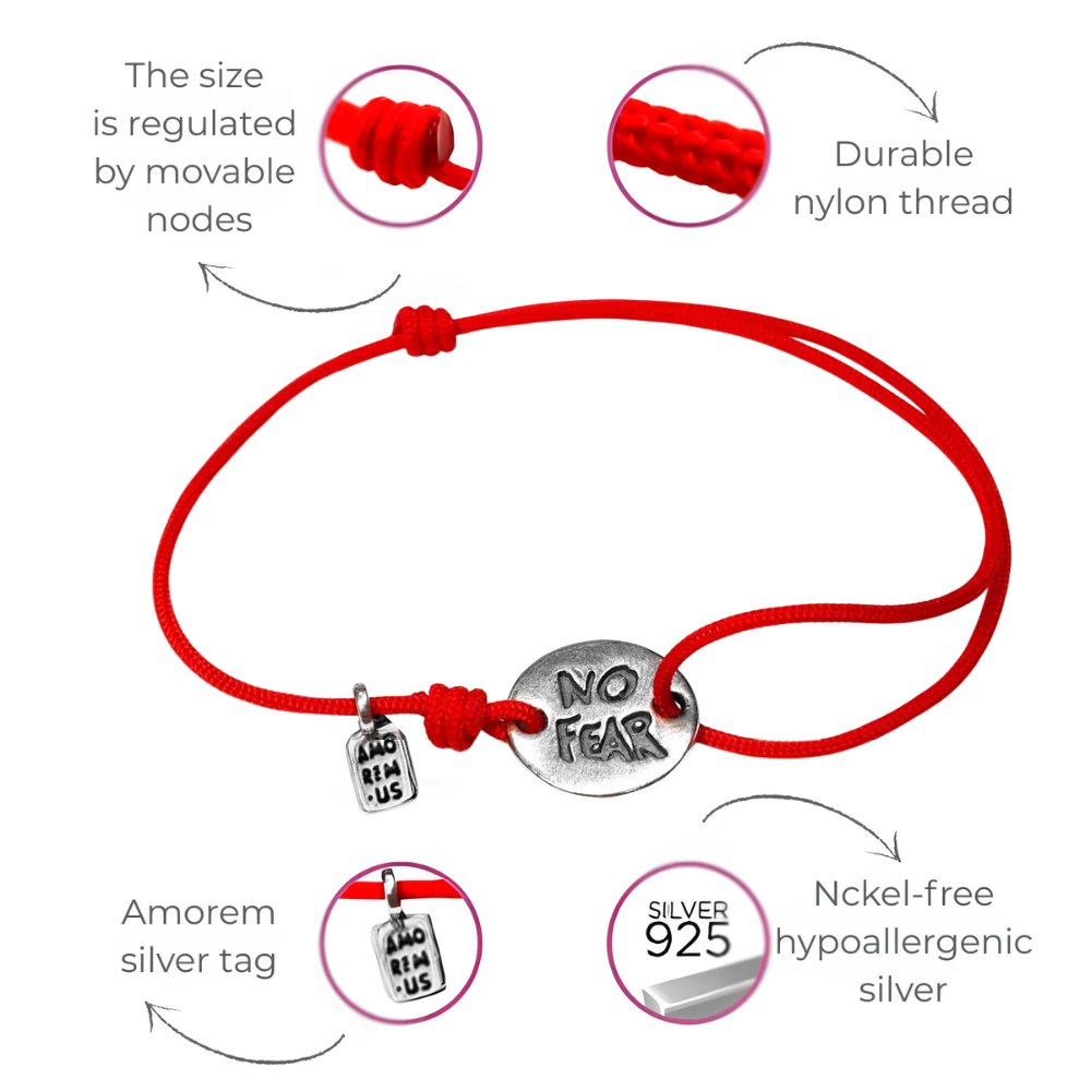 No fear bracelet, bracelet for men, for women, sterling silver