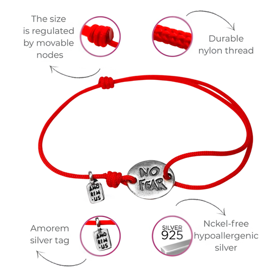 No fear bracelet, bracelet for men, for women, sterling silver