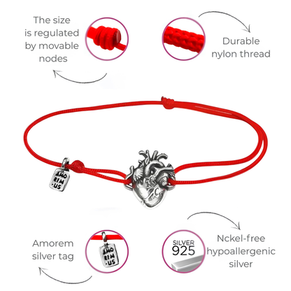 Bracelet Anatomical Heart, silver 925