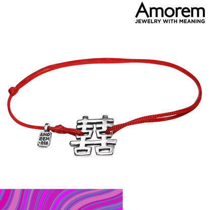 Bracelet Double Luck Double Happiness  - Feng Shui hieroglyph, silver 925