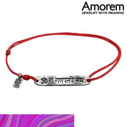 Ganesha Mantra Bracelet, Silver 925