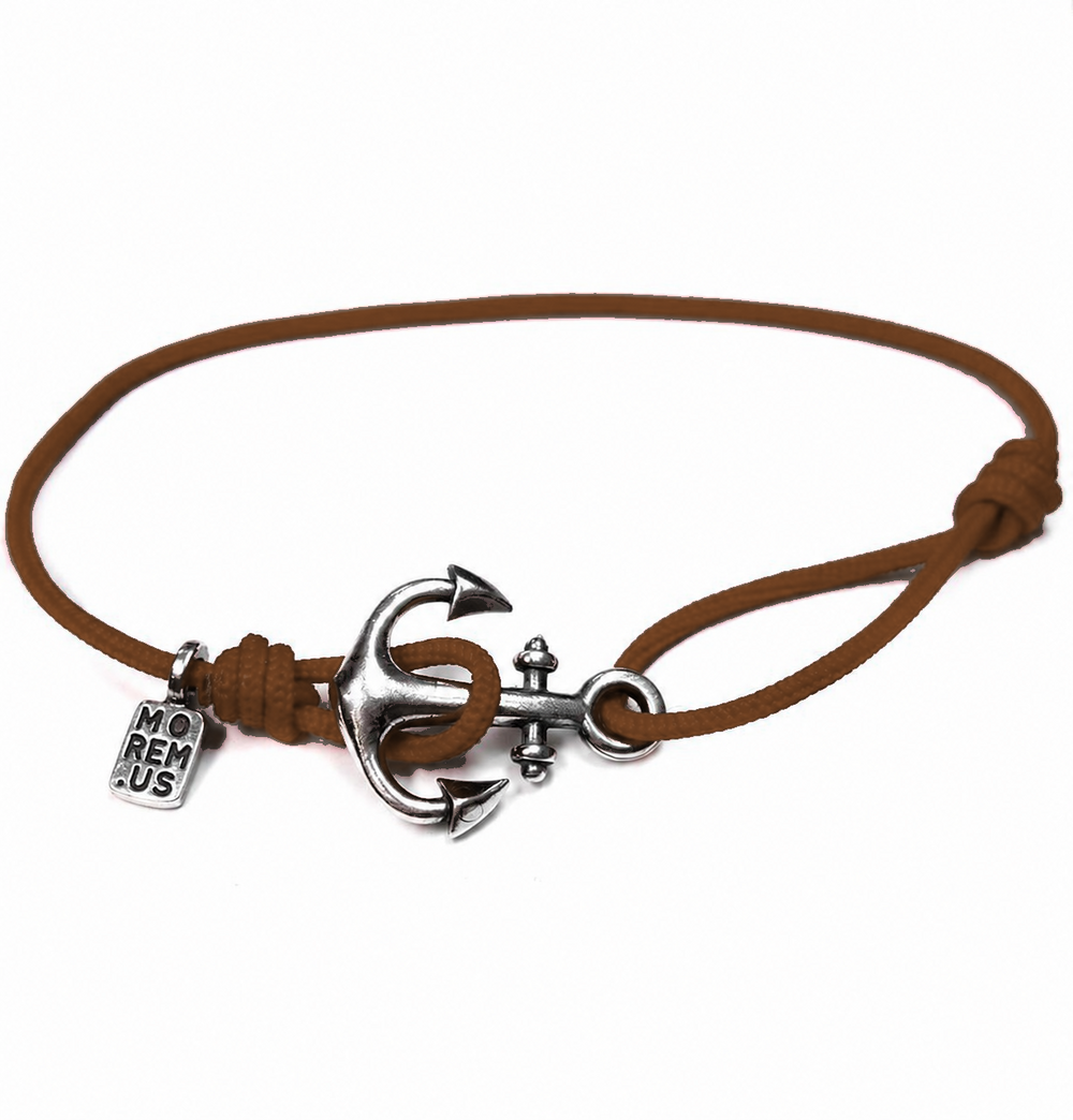 Anchor Bracelet — Brown thread, sterling silver 925