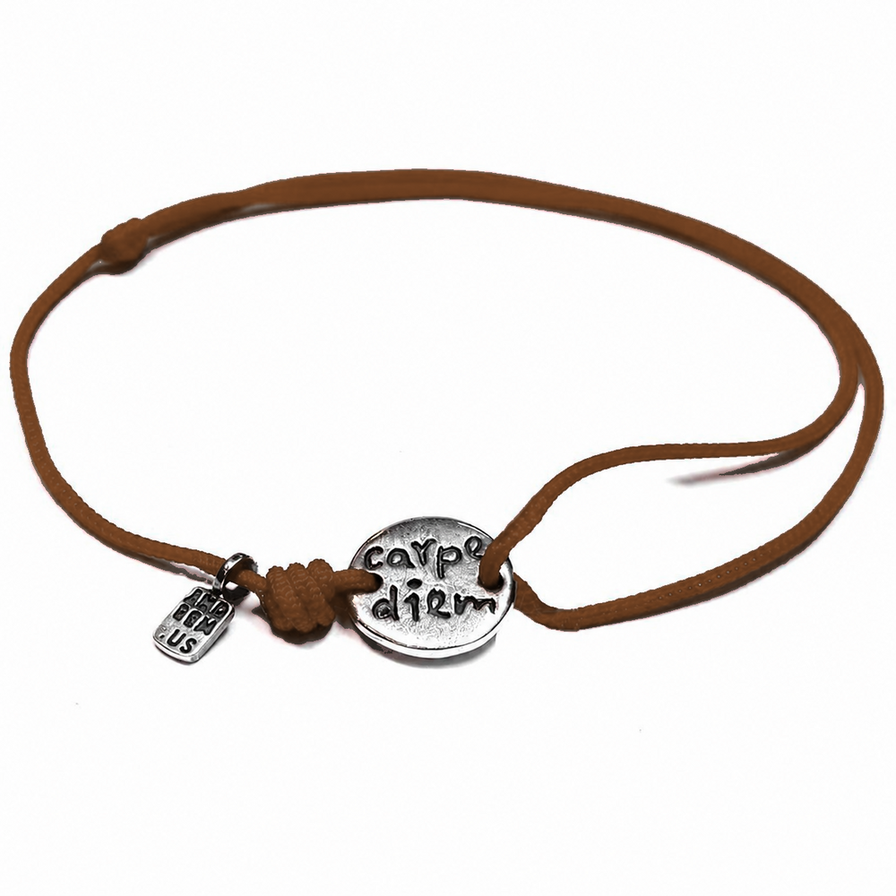 Carpe Diem Bracelet — Brown thread, sterling silver 925