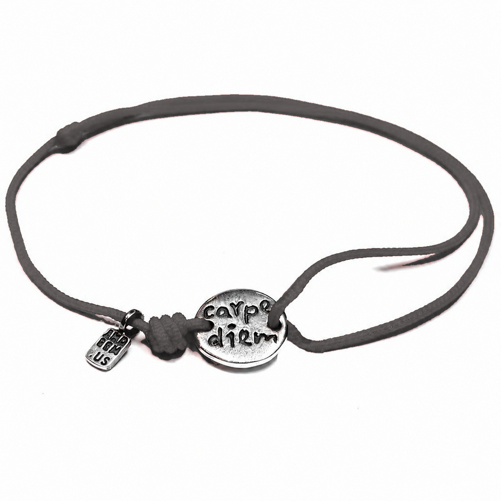 Carpe Diem Bracelet — Charcoal thread, sterling silver 925