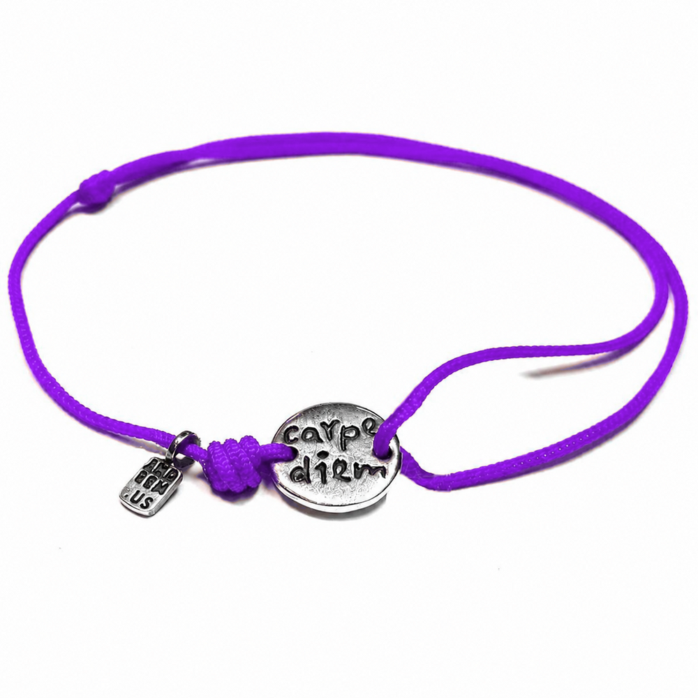 Carpe Diem Bracelet — Purple thread, sterling silver 925
