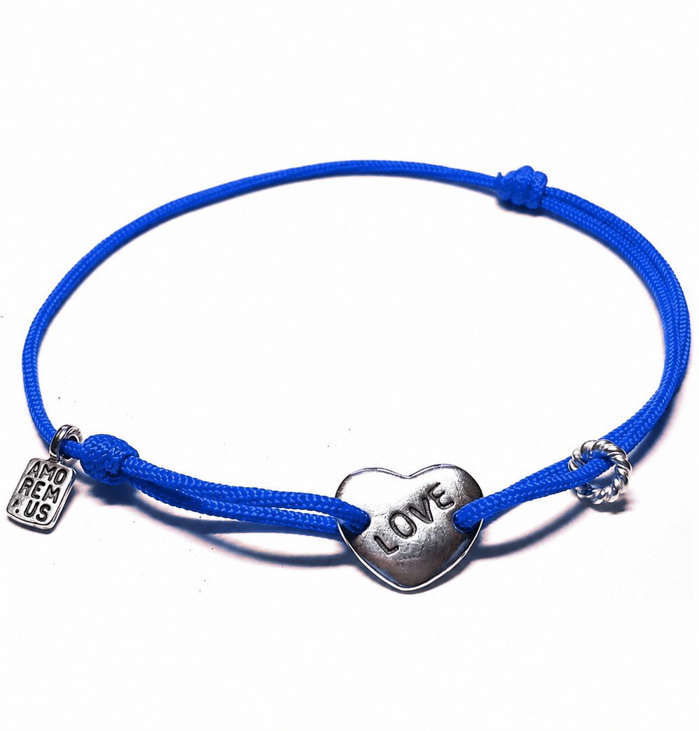 Love Bracelet — Blue thread, sterling silver 925