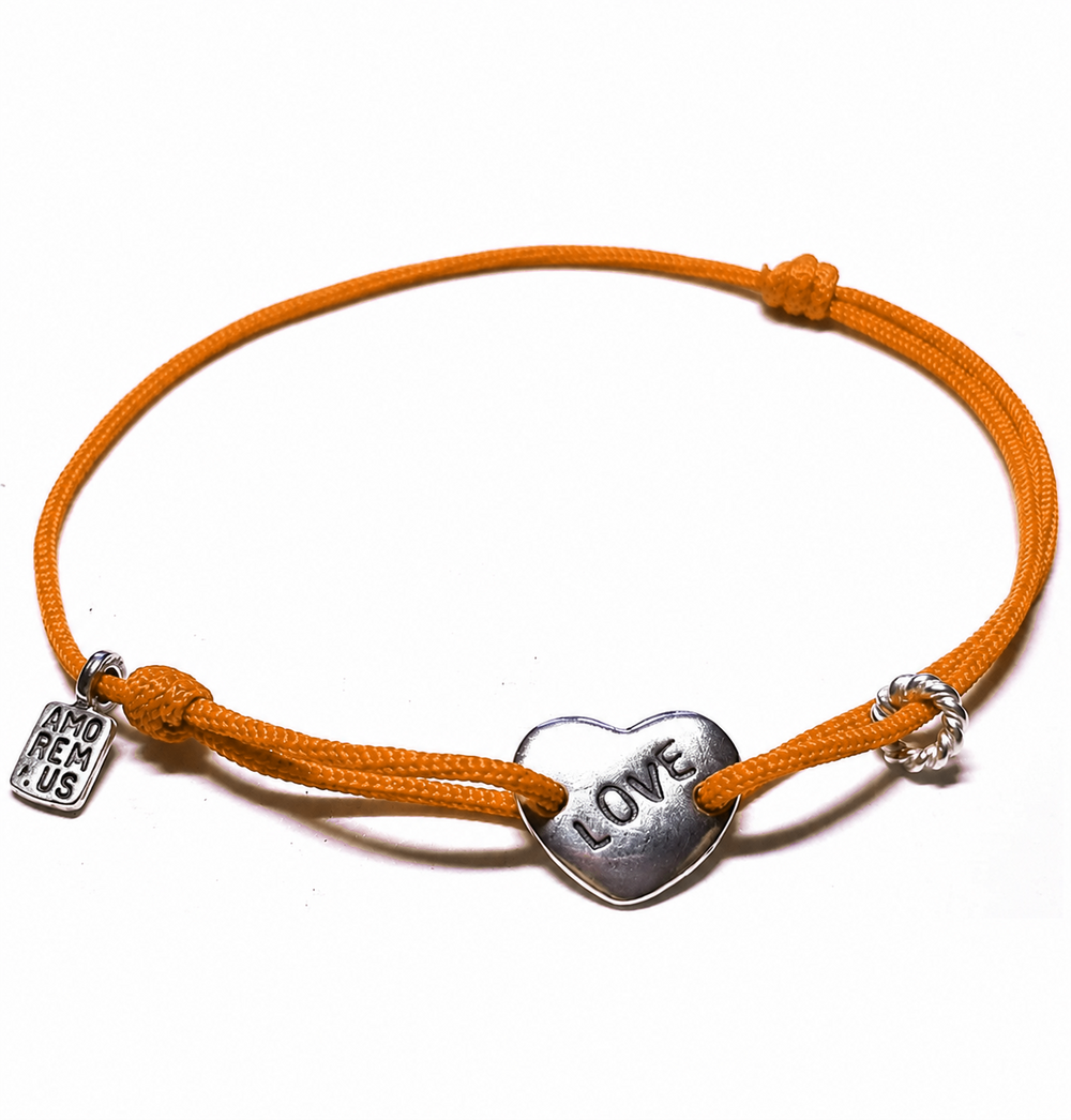 Love Bracelet — Orange thread, sterling silver 925