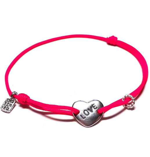 Love Bracelet — Pink thread, sterling silver 925