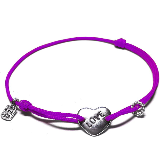 Love Bracelet — Purple thread, sterling silver 925