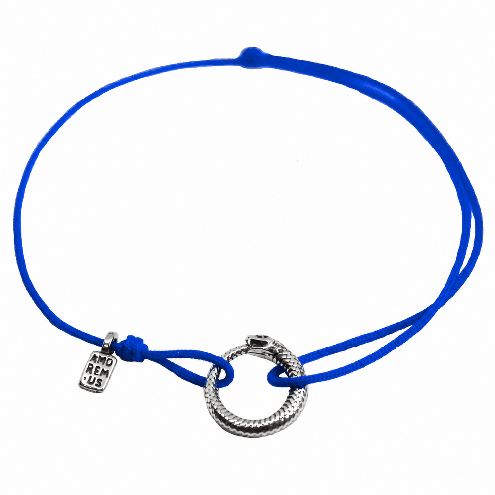 Ouroboros Bracelet — Blue thread, sterling silver 925