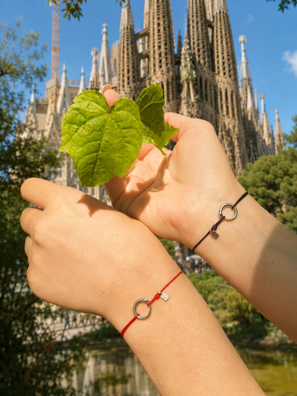 Ouroboros Bracelets worn while traveling, before the Sagrada Família
