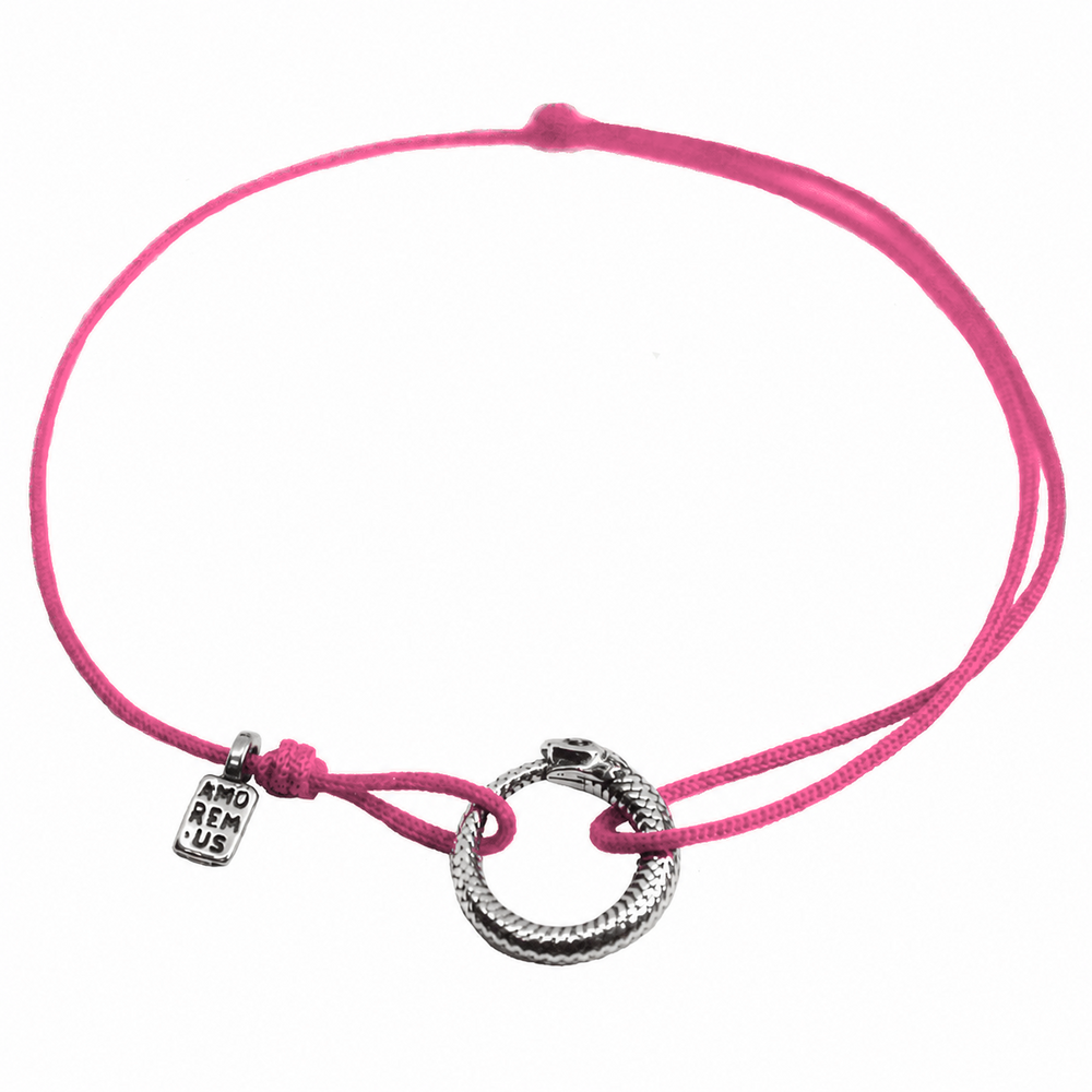 Ouroboros Bracelet — Pink thread, sterling silver 925