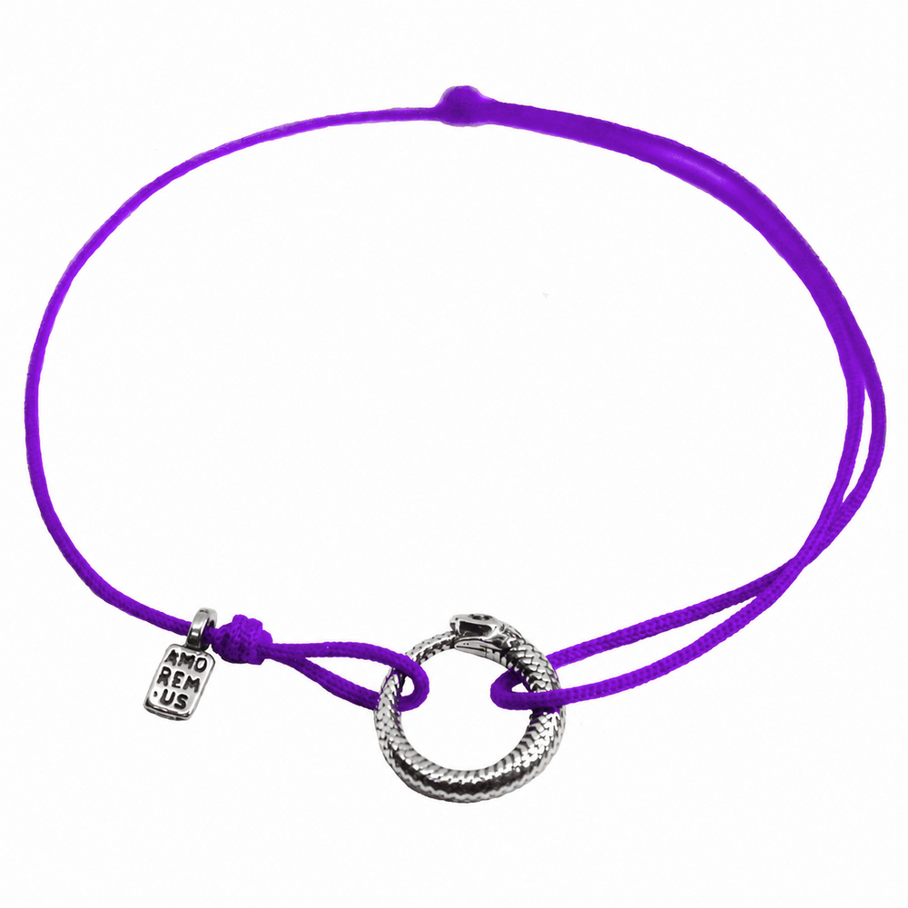 Ouroboros Bracelet — Purple thread, sterling silver 925