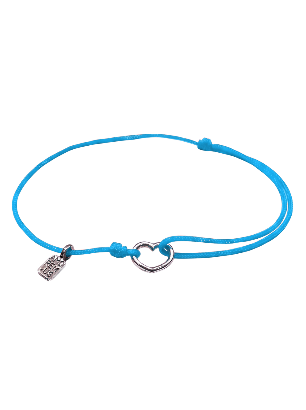 Heart Bracelet — 925 sterling silver bracelet on sky cord, meaningful jewelry by Amorem