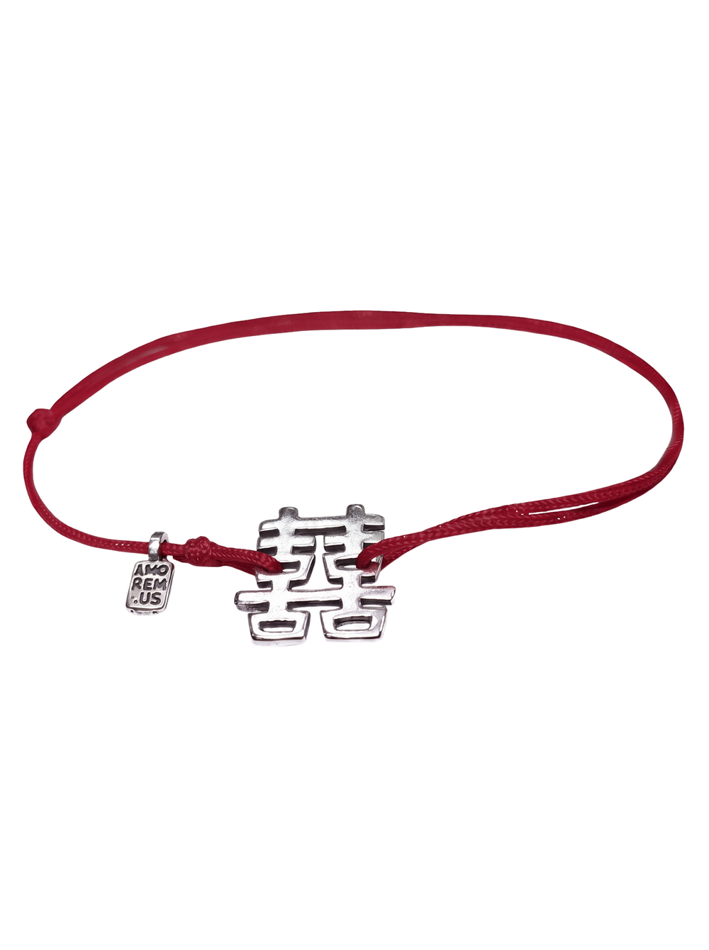 Double Happiness Bracelet — Burgundy thread