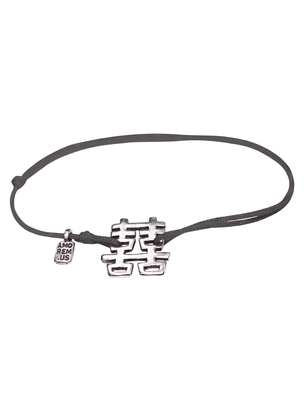 Double Happiness Bracelet — Charcoal thread