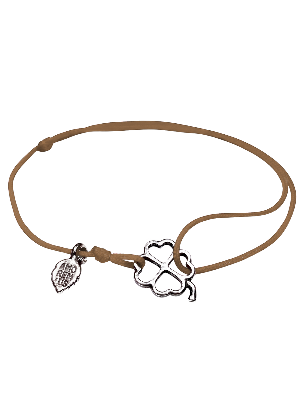 Four-Leaf Clover Bracelet — Brown thread