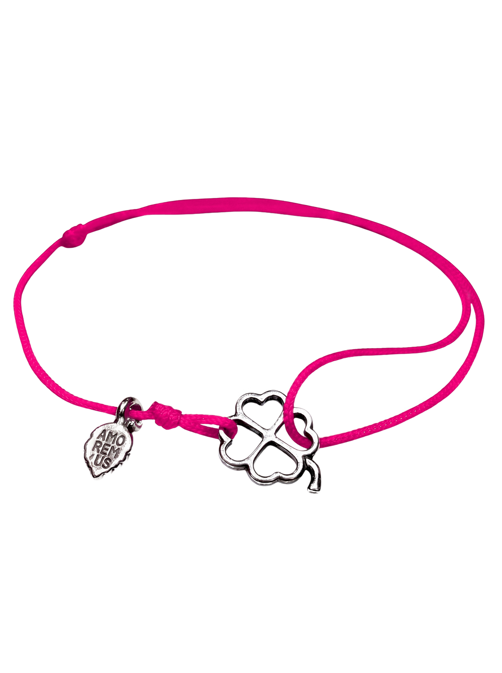 Four-Leaf Clover Bracelet — Pink thread