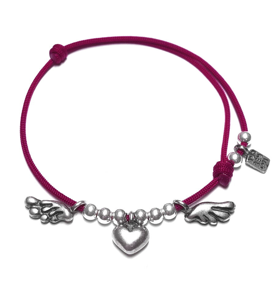 Winged heart bracelet, sterling silver