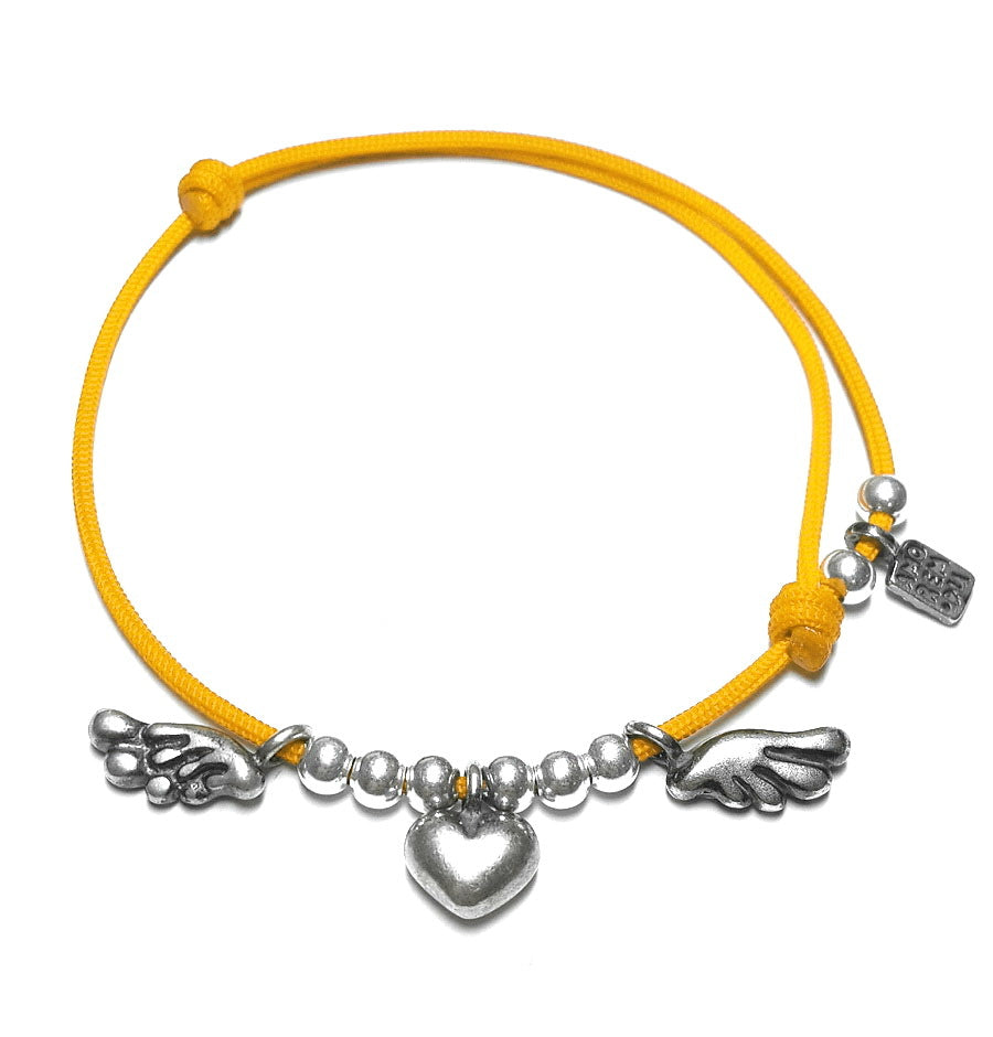 Winged heart bracelet, sterling silver