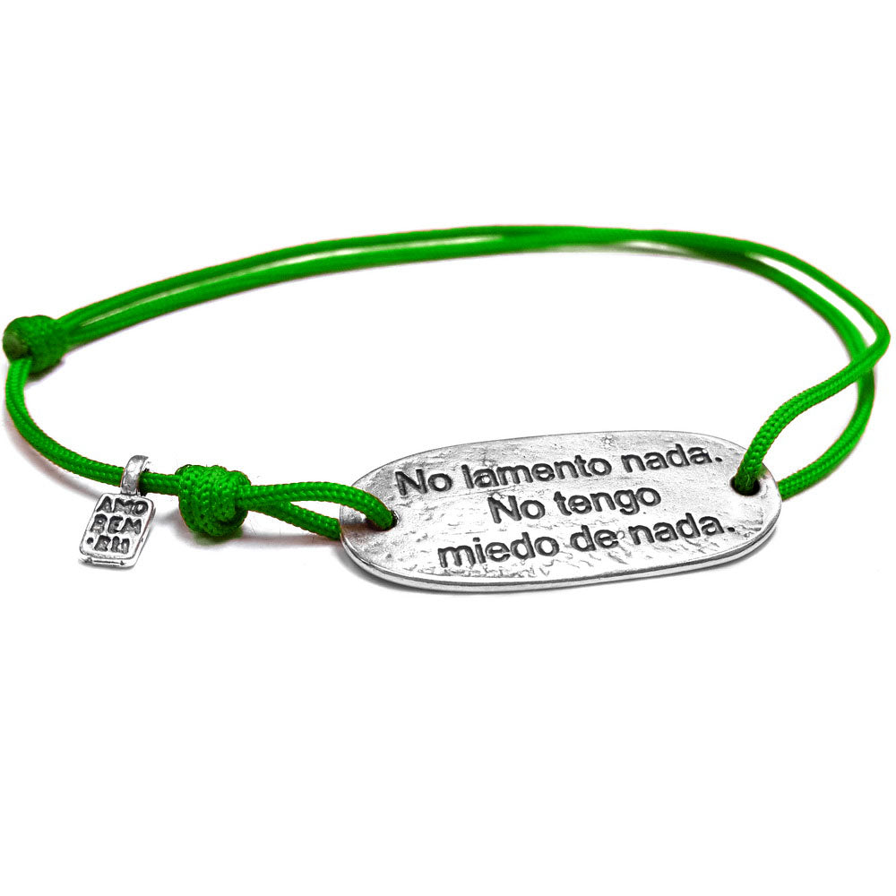 Spanish quote bracelet "I do not regret anything, I am not afraid of anything"