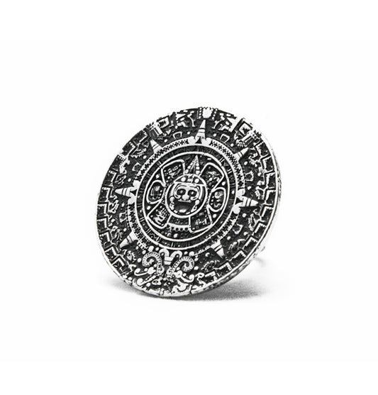 Mayan calendar ring, 27 mm, sterling silver