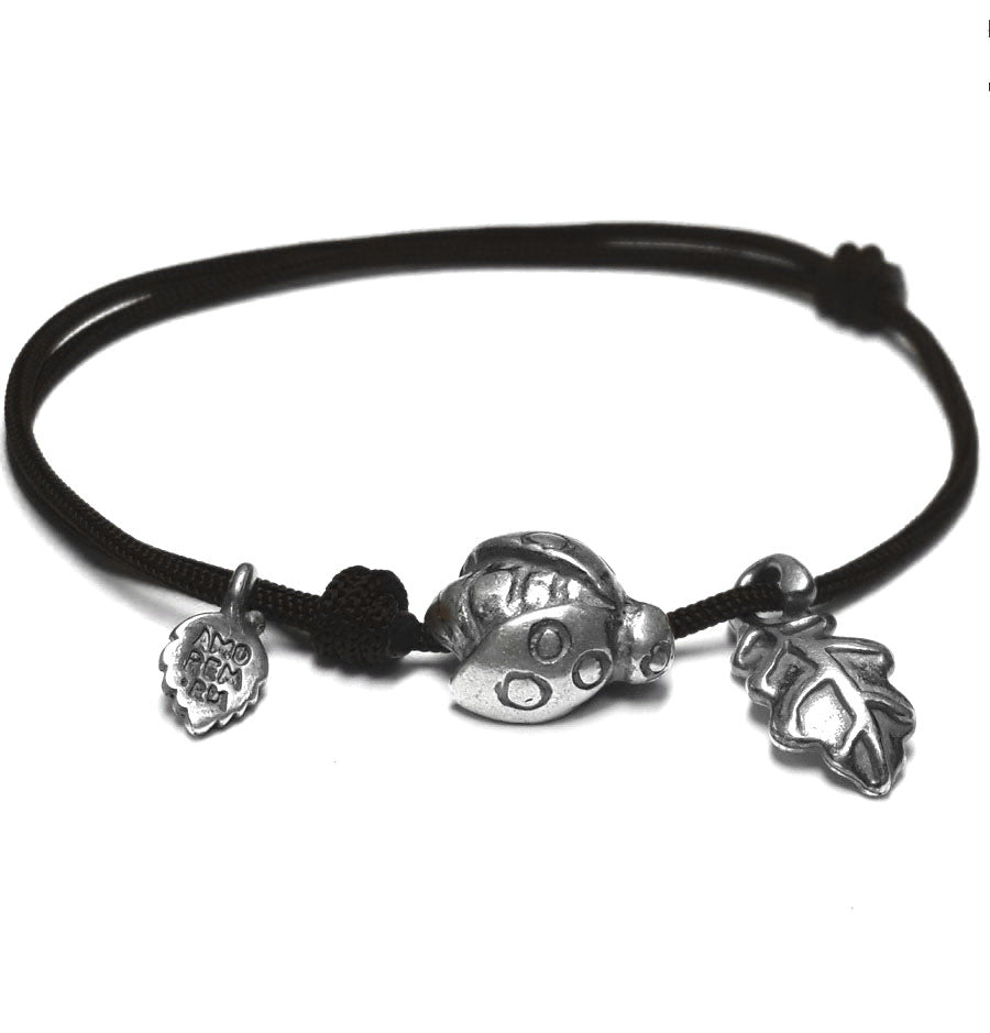 Ladybug bracelet, sterling silver