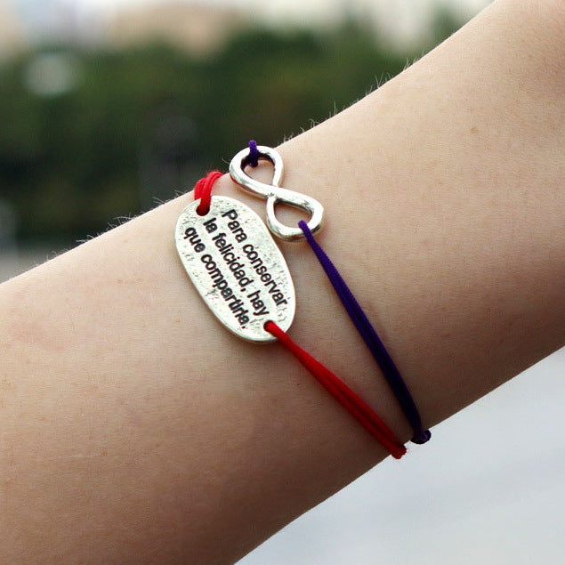 Spanish quote bracelet "In order to preserve happiness, you need to share it", sterling silver