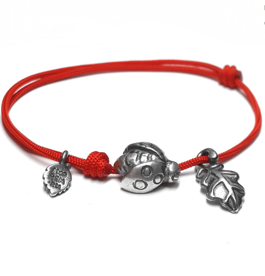 Ladybug bracelet, sterling silver