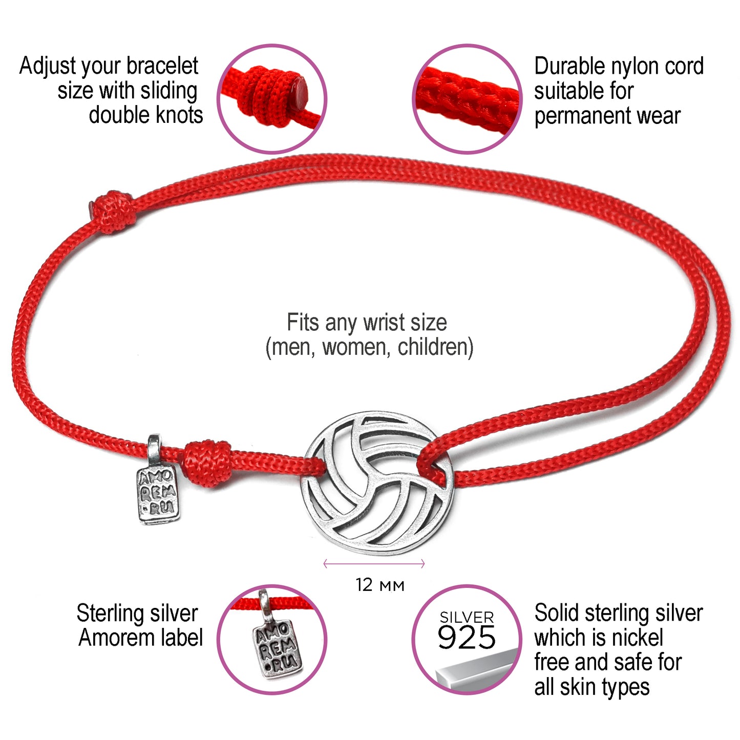 Volleyball Bracelet, sterling silver