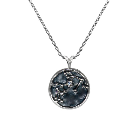 Pendant, Zodiac sign Aquarius on a chain, sterling  silver