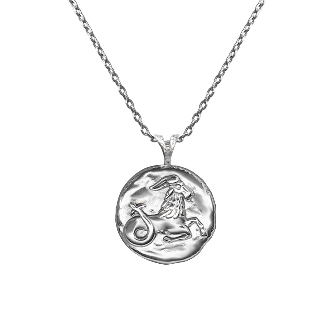 Pendant, Zodiac sign Capricorn on a chain, sterling  silver