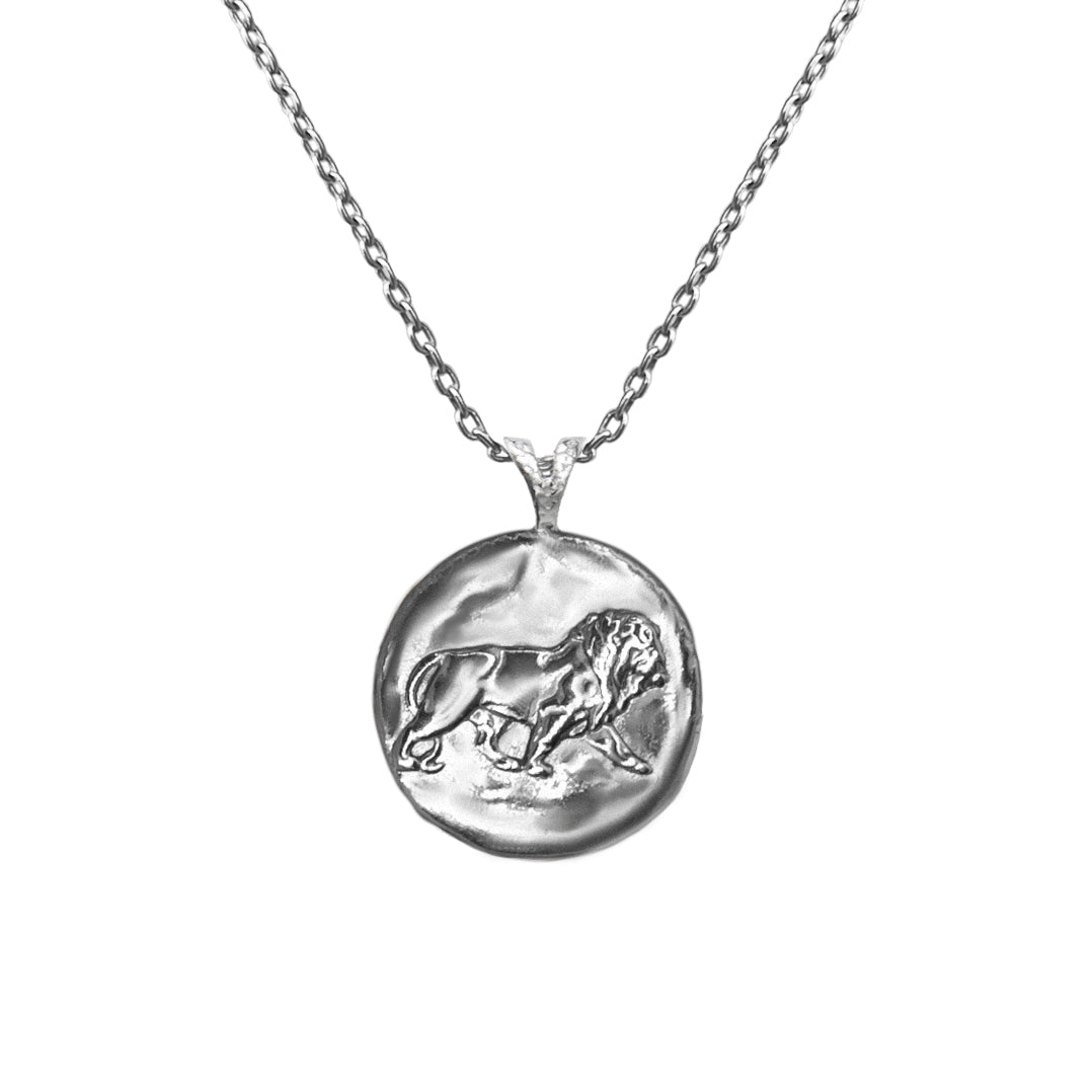 Pendant, Zodiac sign Leo on a chain, sterling  silver