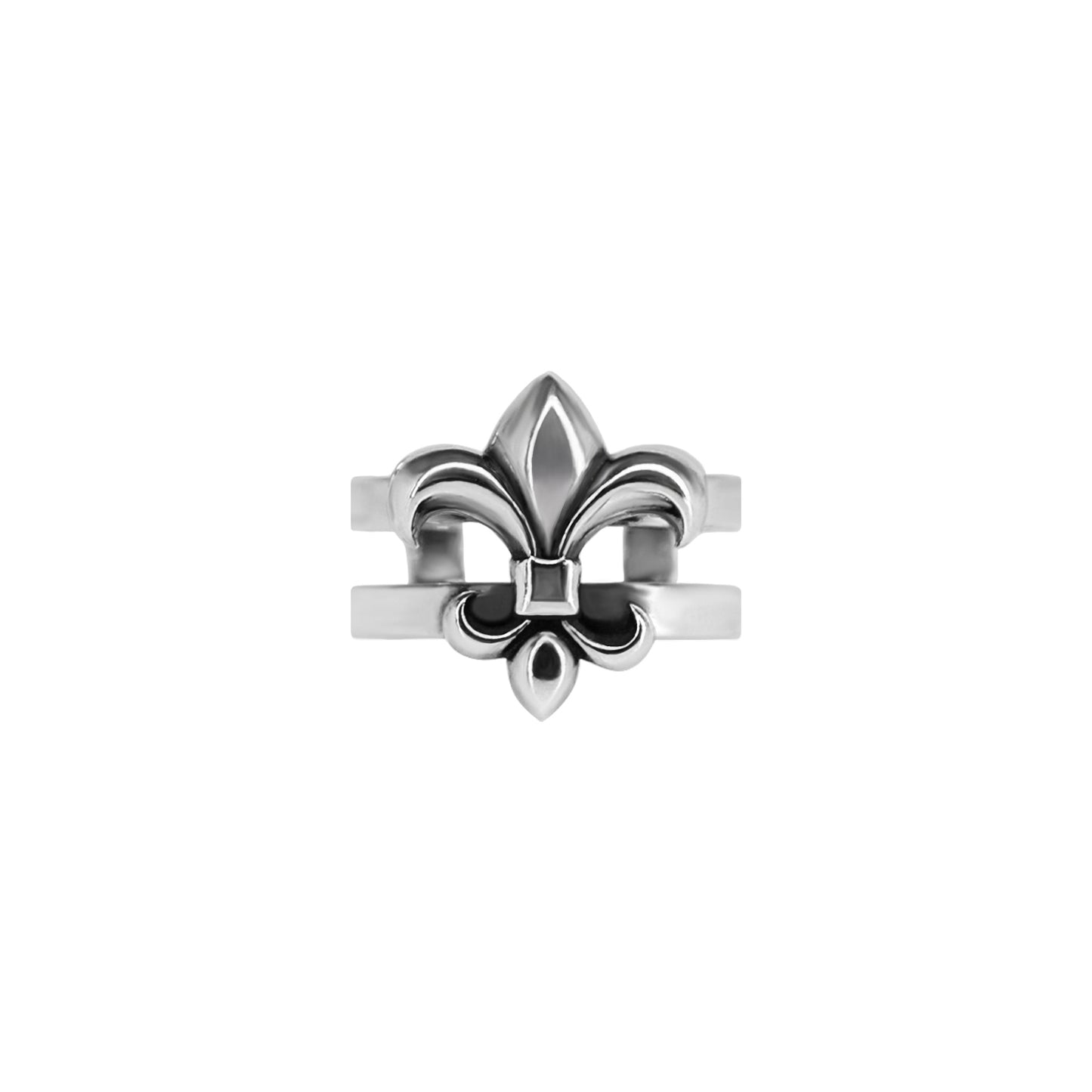 Mid finger ring Fleur de lis, sterling silver