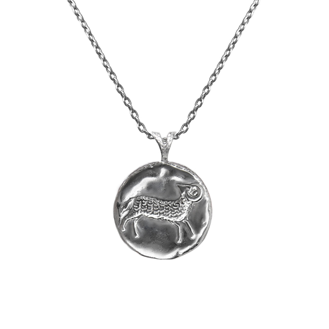 Pendant, Zodiac sign Aries on a chain, sterling  silver