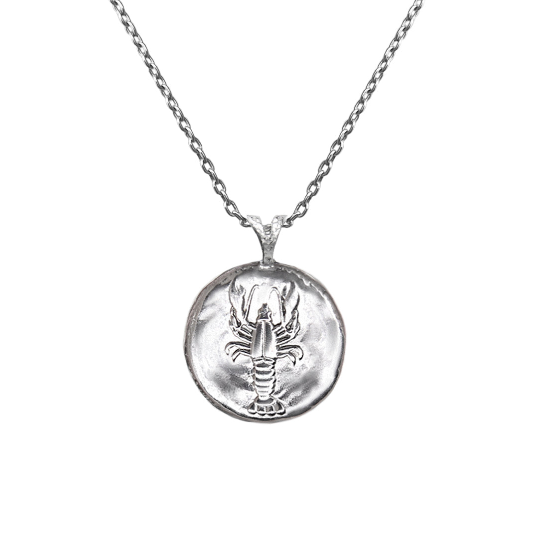 Pendant, Zodiac sign Cancer  on a chain, sterling  silver
