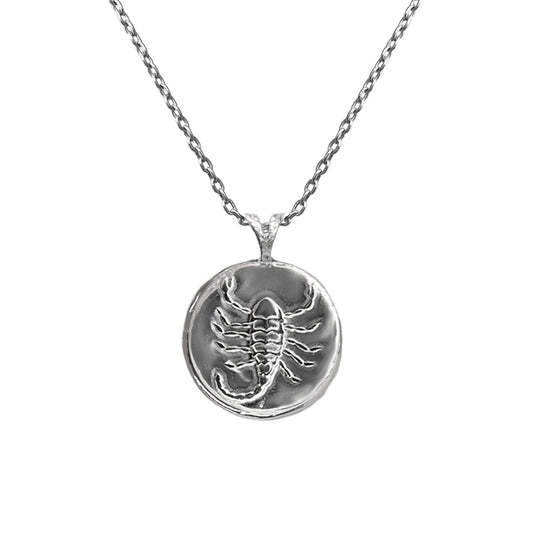 Pendant, Zodiac sign Scorpio on a chain, sterling  silver