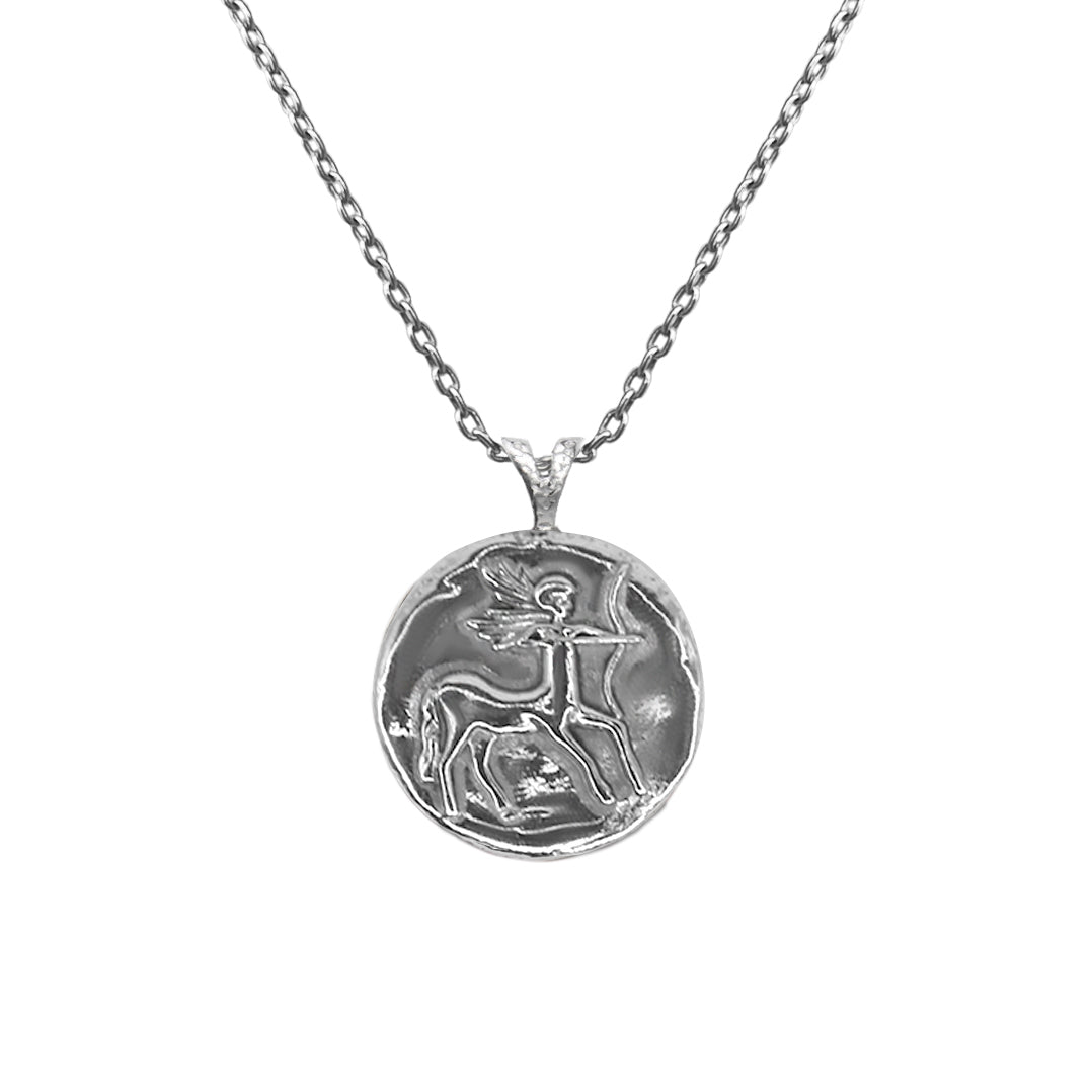 Pendant, Zodiac sign Sagittarius on a chain, sterling  silver