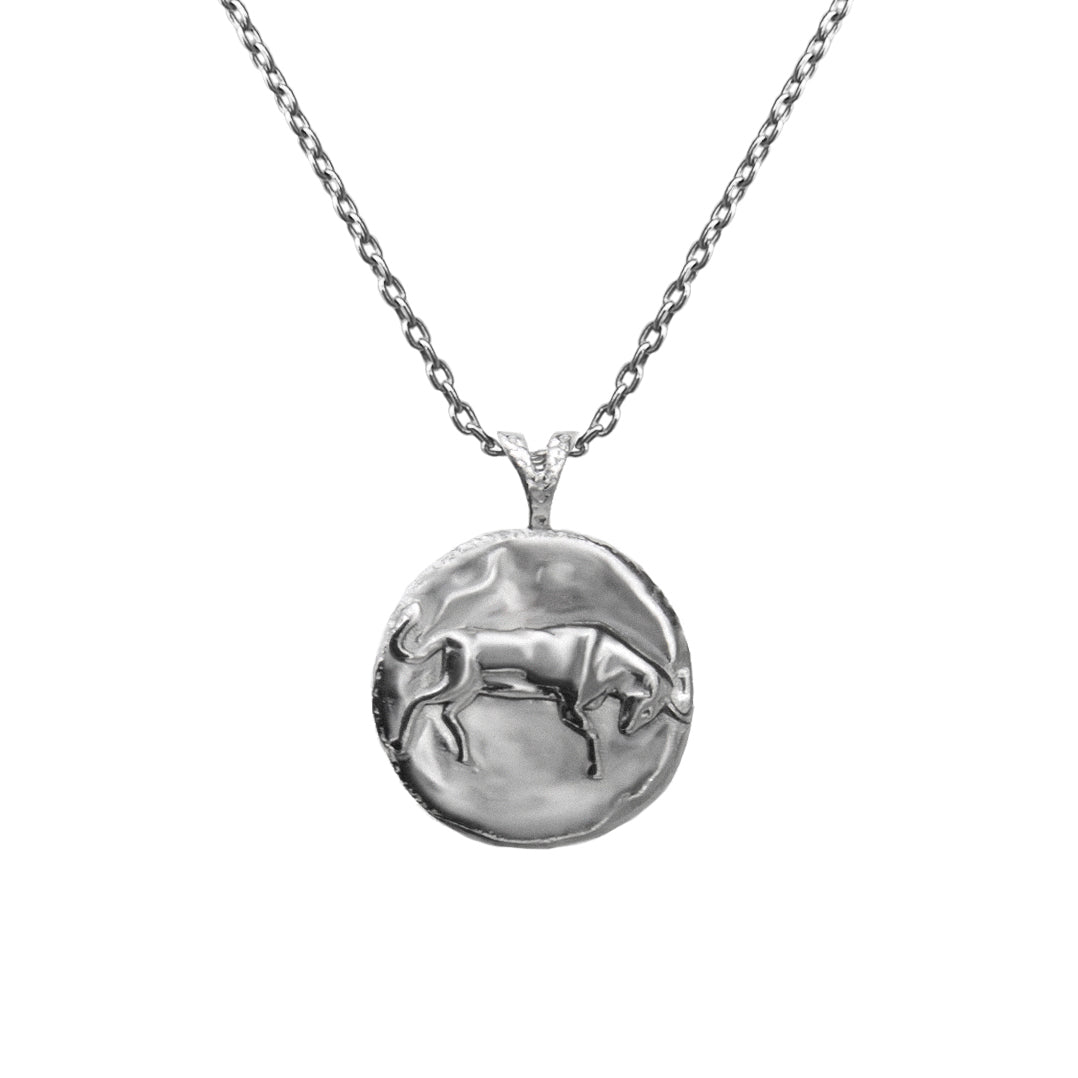 Pendant, Zodiac sign Taurus on a chain, sterling  silver