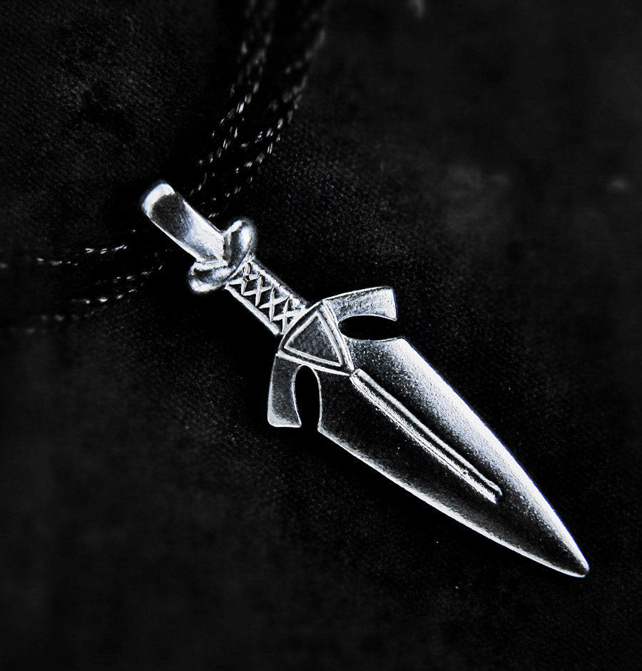 Sword pendant, sterling silver,