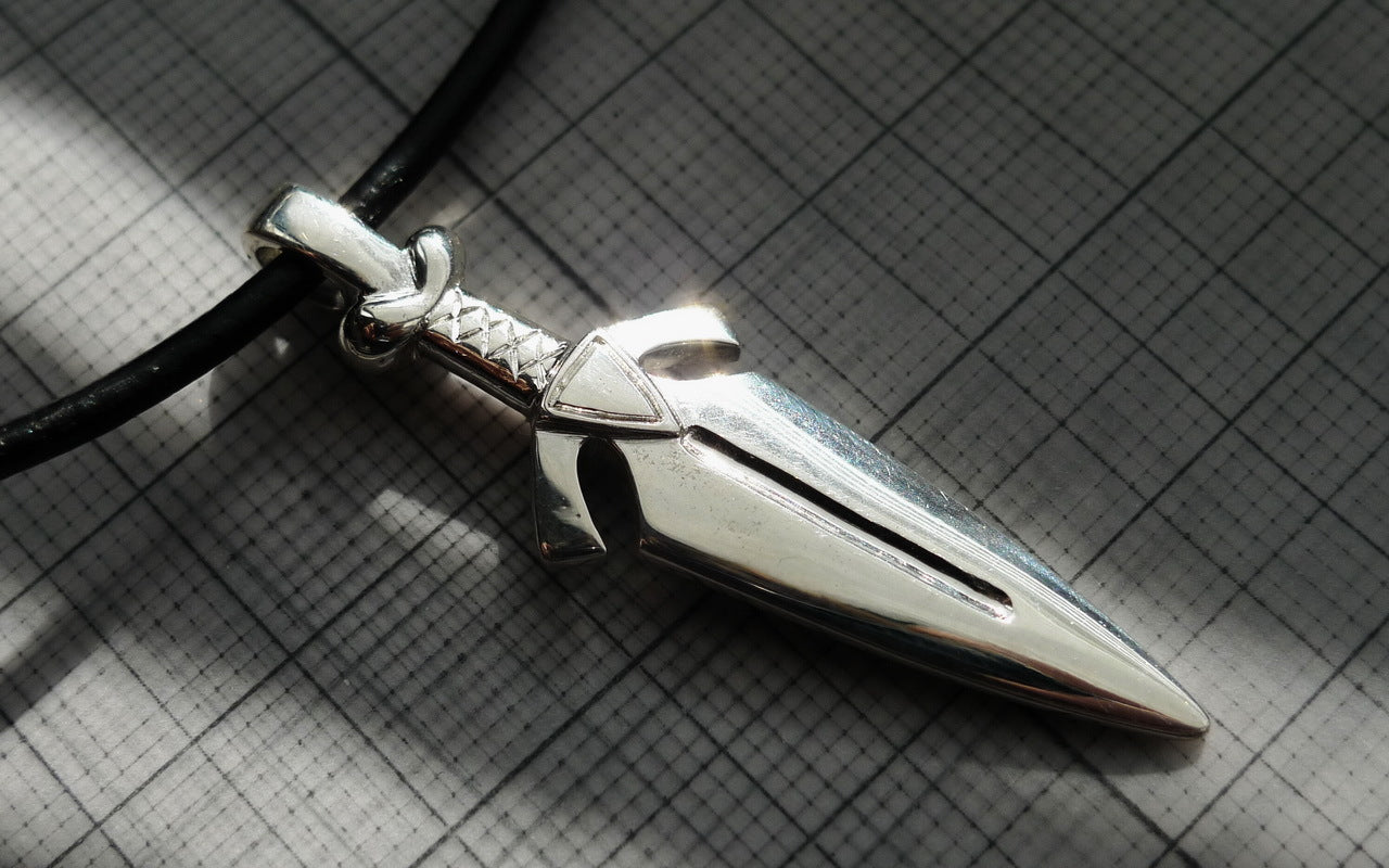 Sword pendant, sterling silver,