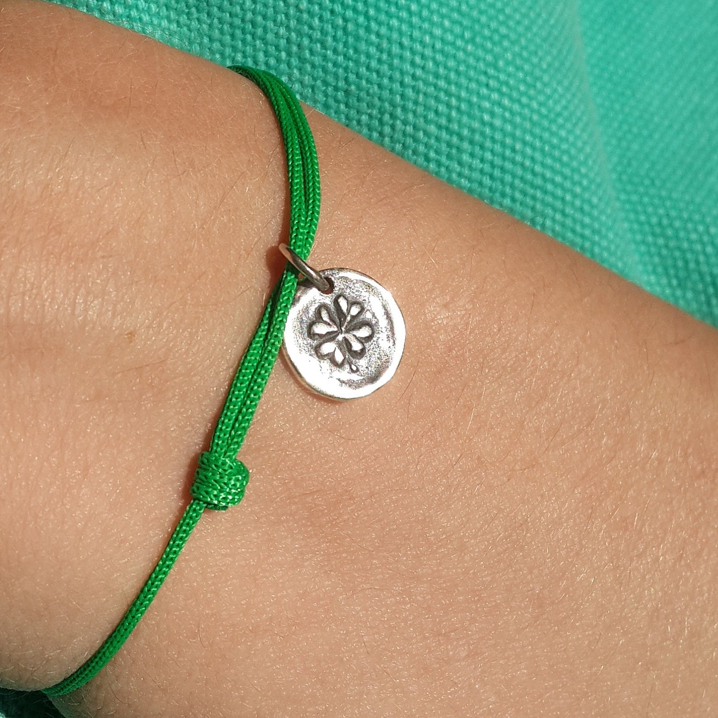 Lucky 4 leaf clover bracelet, Sterling Silver