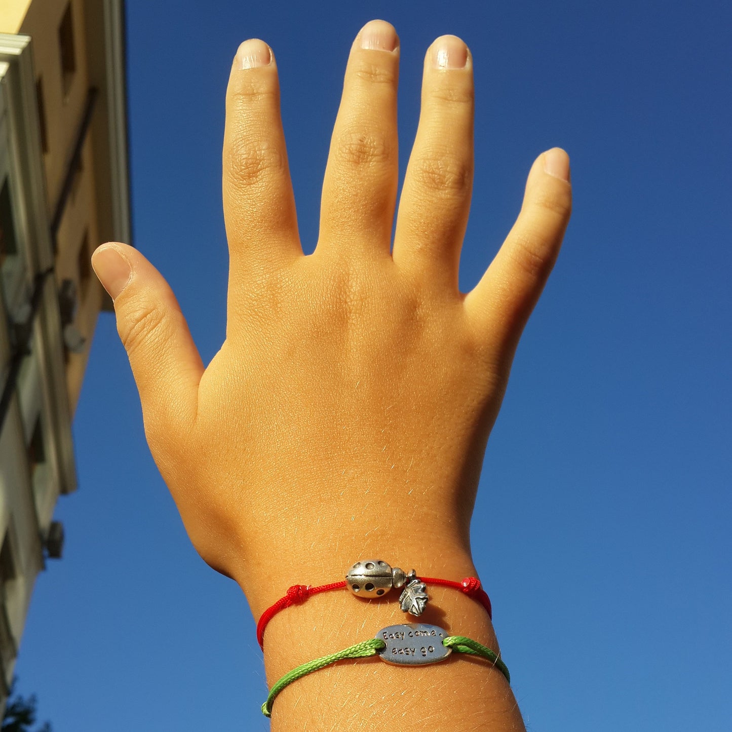 Ladybug bracelet, sterling silver