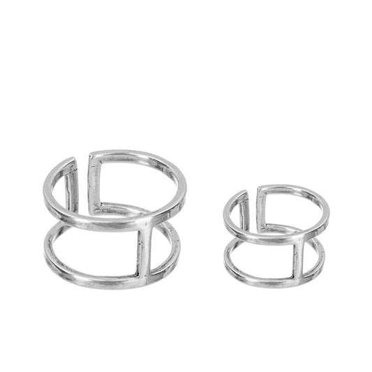 Phalanx rings Double line , sterling silver