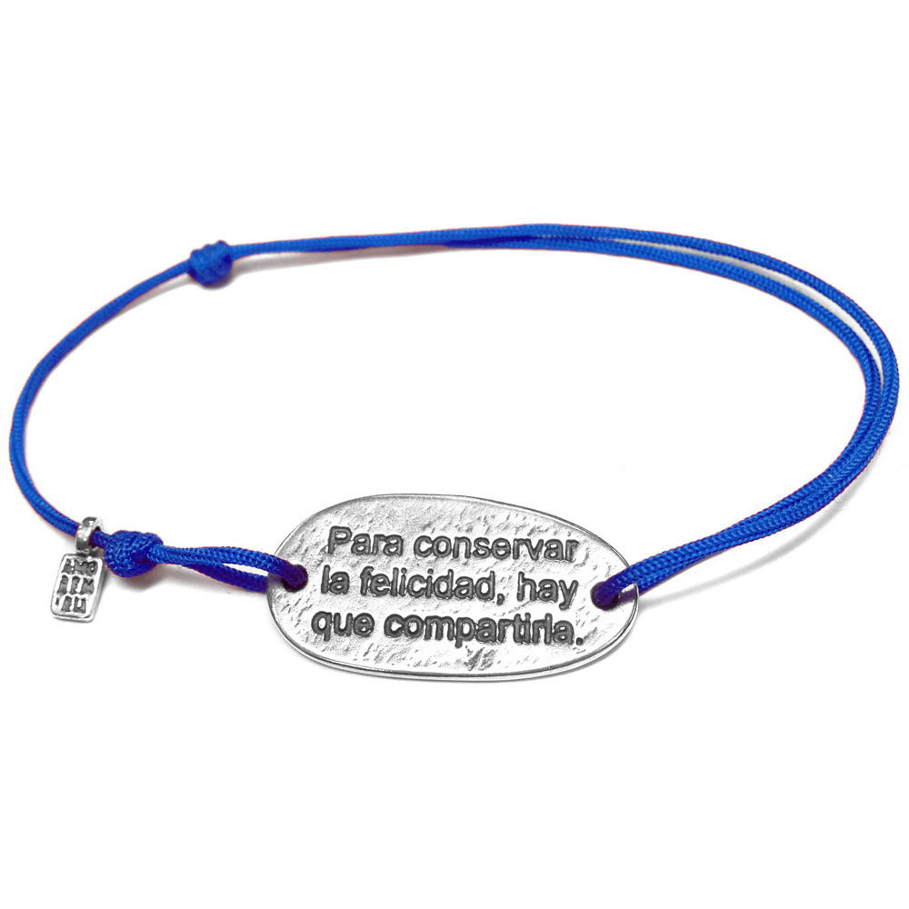 Spanish quote bracelet "In order to preserve happiness, you need to share it", sterling silver