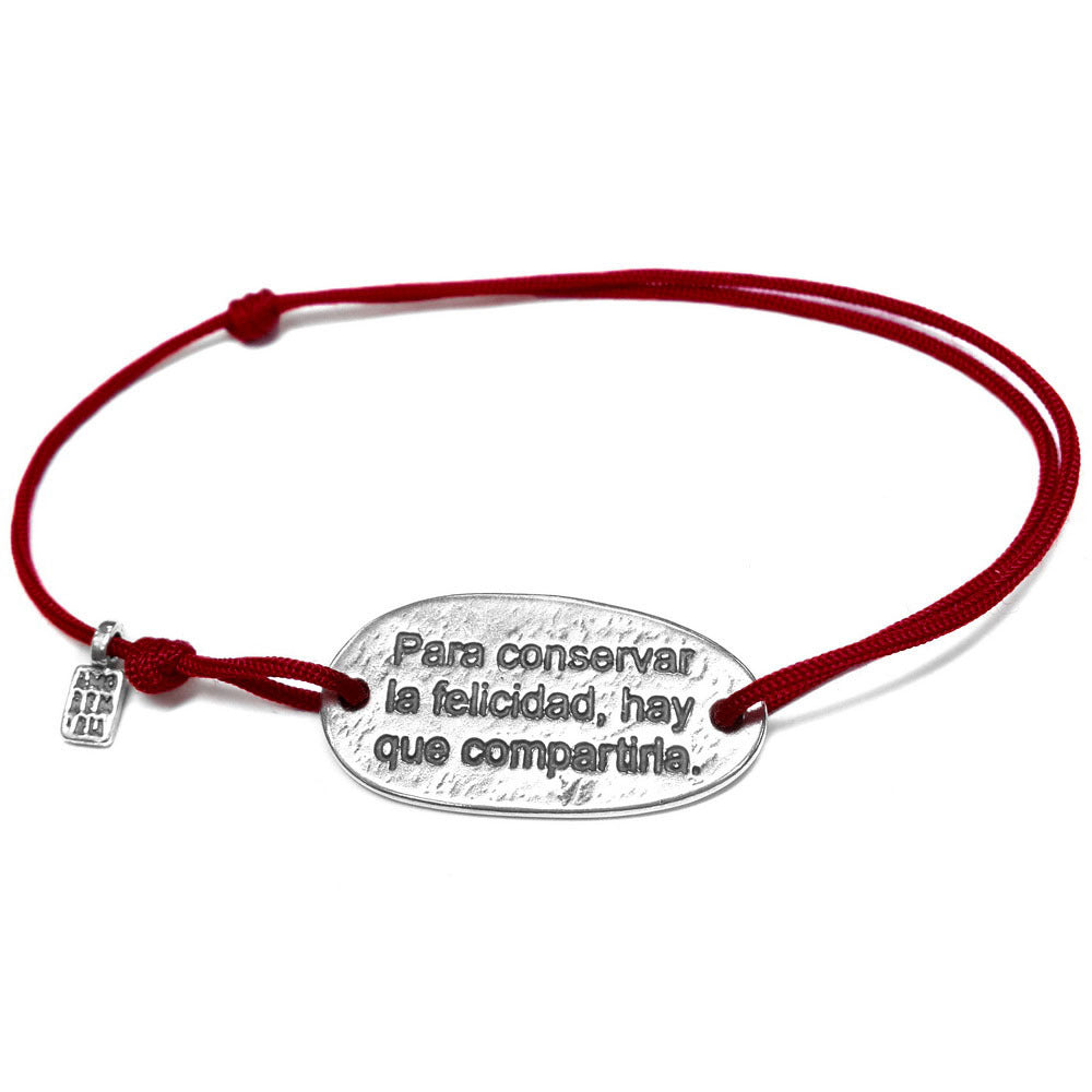 Spanish quote bracelet "In order to preserve happiness, you need to share it", sterling silver